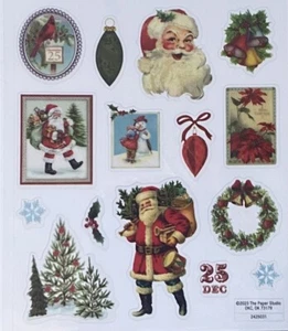 Vintage Christmas Santa Scrapbook Card Craft Clear Stickers Seals Stamps - Picture 1 of 1