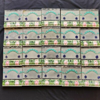 Vintage Guirlande Design en Relief Nouveau Architecture Meubles Carreaux Japon - Photo 1/4