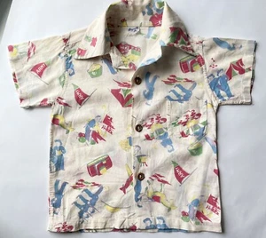 vintage 1950’s Boyville Jr Collared shirt Rare Army Police novelty print L:16” - Picture 1 of 12
