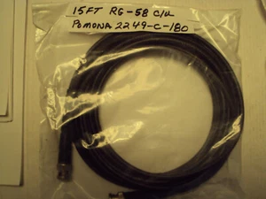 Jersey coaxial BNC macho-BNC macho, alivio de tensión; 15 pies, RG-58C/U; Pomona 2249-C-180 - Imagen 1 de 1