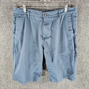 Volcom Men's Shorts Size 34 Flat Front Chino Cotton Blend Blue Solid - Picture 1 of 5