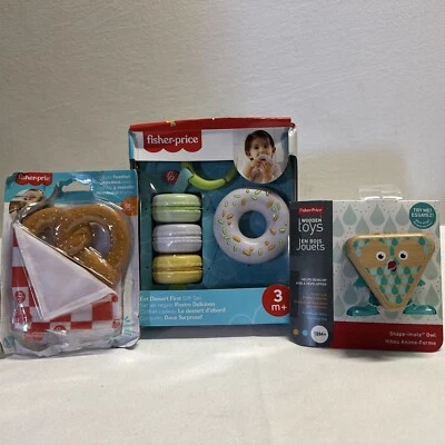Nuevo juguete mordedor Fisher Price bebé pretzel con envoltura de arrugas lote de 3 cajas de angustia Foto 1 de 4