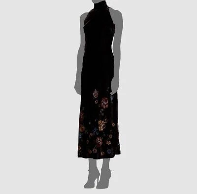 $3791 Vestido Ralph Lauren Etiqueta Púrpura Para Mujer Marrón Seda Floral Cuello Simulado Talla 8 Foto 1 de 4