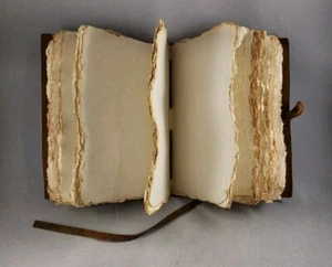 Diario de pueblo de cuero encuadernado a mano páginas con bordes crudos 9,85" x 6,5" - Imagen 1 de 5