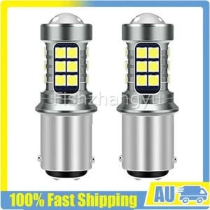 2X BA15D WHITE LED BRAKE STOP TAIL LIGHT BULBS GLOBE BRIGHT ERROR FREE AU - Picture 1 of 11