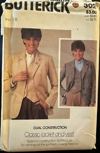 Butterick Dual Construction pattern 302 Misses' Classic Jacket & Vest sz 18 unc - Picture 1 of 2