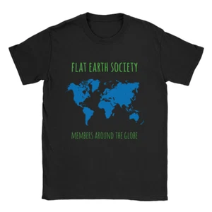 Flat Earth Society Mens T-Shirt Flat Earthers Funny Gift Science Present - Picture 1 of 4
