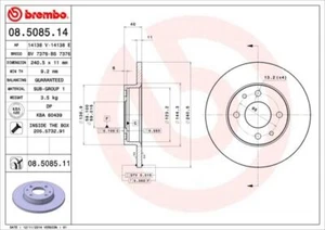 COPPIA DISCHI FRENO BREMBO 08508514 per FIAT 500 (312_), 500 C (312_), BARCHETT - Foto 1 di 12