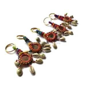 LOT 100 PCS Wholesale Lot Shea Shell Keychain Indian Handmade Designer Keyring - Picture 1 of 59
