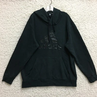 Adidas Sweater 2XL Adult Black Hoodie Logo Pullover Pockets Athletic Mens XXL - Image 1 of 4