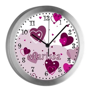 Kinderuhr mit Namen Kinder Funkuhr leise Wanduhr Kinderzimmer Uhr Herz - Bild 1 von 6