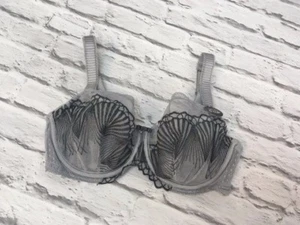 EX M&S LADIES Embroidered Non-Padded Balcony Bra DD-G IN SILVER COLOUR (M15) - Picture 1 of 3