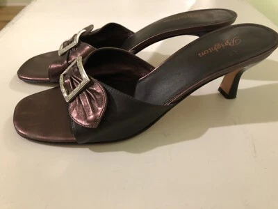 Sandalia BrightonPattiBench Mujer Cuero Marrón Punta Abierta 2.5" Tacón Mula91/2M Brazi Foto 1 de 3