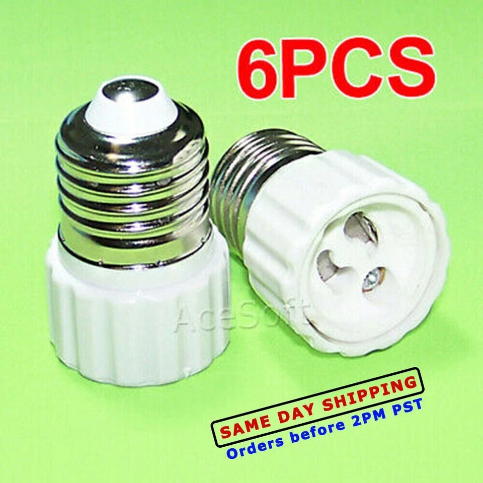 6 E27 E26 to GU10 Socket Screw Base LED Bulb Light Lamp Adapter Converter Holder - Image 1 of 1
