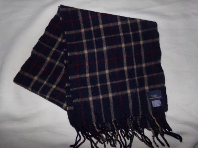 BROOKS BROTHERS 男式蓝色 100% 羊绒围巾 52 英寸 x 11 英寸苏格兰制造 — 第 1/4 张图片