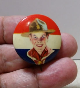 VTG/Antique 1920s30s Boy Scouts Pinback Button Offset Gravure BSA USA Litho - Picture 1 of 4