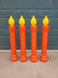 Vtg 38" Christmas Candle Blow Molds 1988 Set Of 4 Outdoor Holiday Decorations - Picture 1 of 11