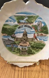 Vintage COLLECTOR'S PLATE Souviner WEST VIRGINA Gold Trim Is Old. See Pictures - Picture 1 of 10