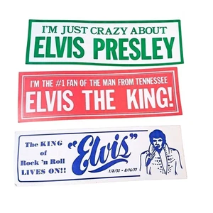 Lote de 3 pegatinas de parachoques Elvis Presley de colección 1976 Rock n Roll Fan Tennessee King - Imagen 1 de 13