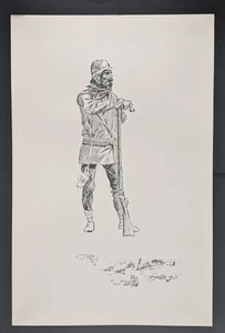C.M. Arte occidental Russell "Buffalo Man" 10,5x16 vintage 1970 sin marco - Imagen 1 de 10