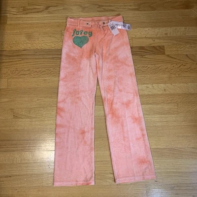 Juicy Couture Gela Pam Velour Citrus Cooler Terry Fashion Pants Coral Women's 12 - Image 1 of 4