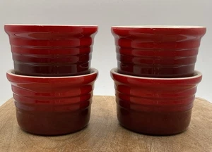 Le Creuset Red Stoneware Ramekins Custard Cups Lot of 4 Vintage - Picture 1 of 4