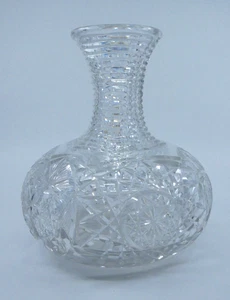 Antike amerikanische Brillantschliff Glas Kristall Wasser Wein Karaffe Stufenschliff 7,5" - Bild 1 von 15