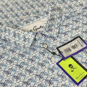 Robert Graham Iron Skull Print Performance Golf Polo Shirt Men’s Sz L White - Picture 1 of 16