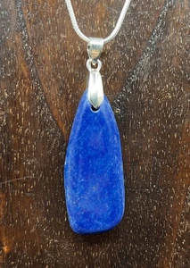 [7] Hochwertiger echter Lapislazuli Stein Freiform Anhänger Halskette AUSWAHL KETTE - Bild 1 von 29