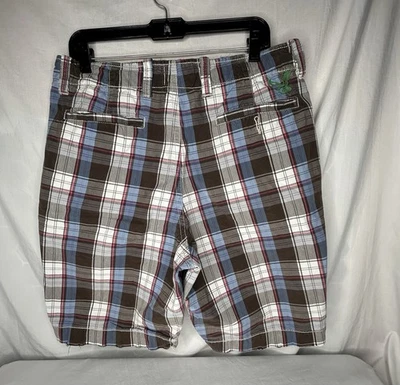 VTG American Eagle Brown Cargo Shorts Men Sz 34 Y2K Baggy Skater Plaid - Image 1 of 4