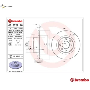 2x BRAKE DISC 08.8727.11 FOR CITROEN C5/II/Break 4HR /4HP /4HT /4HX 2.2L 4cyl - Picture 1 of 10