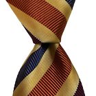 XMI PLATINUM Men's 100% Silk Necktie USA Designer STRIPED Yellow/Orange/Blue GUC