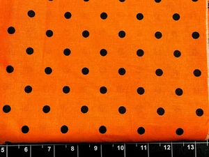 Tina SCRAP Fabric Small Cotton 9"x21" Polka dots Black & Orange Halloween - Picture 1 of 1