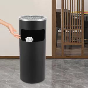 Mülleimer 30L Stand Innen/Außen Mülleimer mit Aschenbecher Stehende Mülltonne - Bild 1 von 12