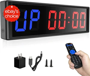 Gym Timer Clock Remote 1.5" Stopwatch Countdown Up LED Interval Training Timer - Picture 1 of 12