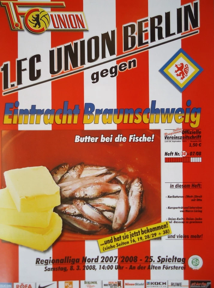 Programm Regionalliga Nord 2007/08 Union Berlin - Eintracht Braunschweig - Bild 1 von 1