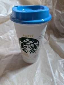 New Starbucks Hard Plastic Travel Paris Olympics limited re-useable cup with lid - Picture 1 of 14