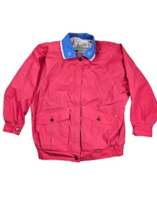 Vintage London Fog Jacket Womens XS Neon Pink Bomber Windbreaker Full Zip 90's - Picture 1 of 8