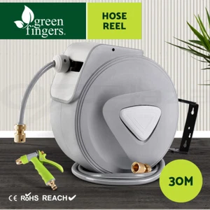 30M Retractable Hose Reel Garden Water Brass Auto Rewind Spray Gun - Picture 1 of 11