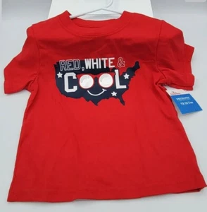 Patriotic 3T Shirt July 4th Toddler Boys Red White & Cool Tshirt Short Sleeve - Picture 1 of 3
