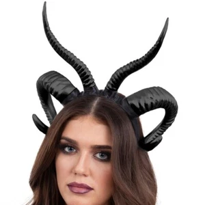 Disfraz de Halloween Doble Cuernos Demonio Diablo Negro Tipo Por Smiffys - Imagen 1 de 5