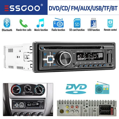 Car Radio Stereo CD DVD Player Bluetooth Hands Free AUX USB FM MP3 Single 1 DIN - Image 1 of 4