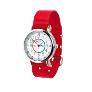 Easy Read Kids Watch Red Band (Red+Blue face) Learn to tell the time ( Past and - Picture 1 of 1