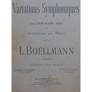 BOËLLMANN Léon Variations Symphoniques Violoncelle Orchestre 1893 - Imagen 1 de 5