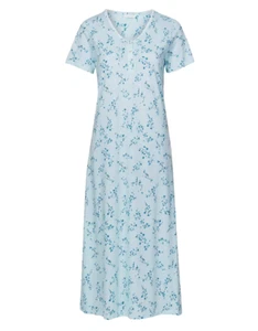 M&S COLLECTION Blue Mix Pin Tuck Floral Nightdress - Picture 1 of 2