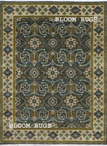 Handmade 8x10 Dark-Blue Transitional Oriental Living Room Rug | Customizable Rug - Picture 1 of 9