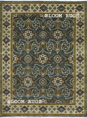 Handmade 8x10 Dark-Blue Transitional Oriental Living Room Rug | Customizable Rug - Image 1 of 4