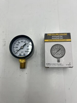 (QTY4) Boshart Industries PG-100NL,Pressure Gauge 0 To 100 PSI,2" Face Lead Free - Image 1 of 4