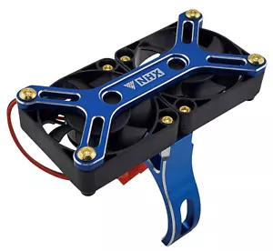 NHX RC 1/5 Twin 40mm Motor Cooling Fans with Clamp-on Alum Mount -Blue - Picture 1 of 4