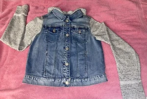 GIRLS MUDD DENIM JEAN JACKET WITH HOOD SIZE 16 (BUTTON UP) - Picture 1 of 11